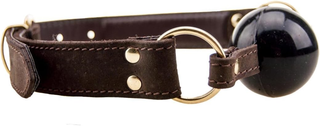 Bound by Loving Joy Nubuck Leather Solid Ball Gag, Brown - Image 4