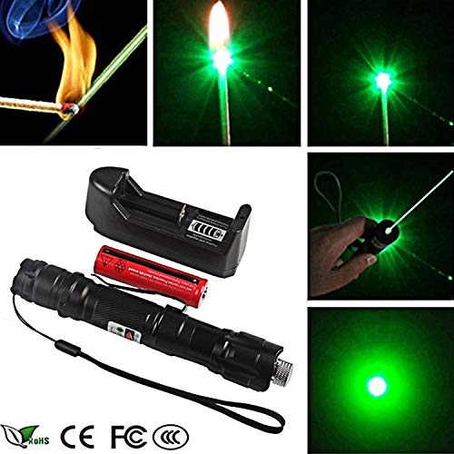 High Power Green Light Pointer, Loyalfire Tactical Pen Visible Beam with Adjustable Focus for Hunting Hiking Outdoor Projector Travel Flashlight LED Interactive Baton