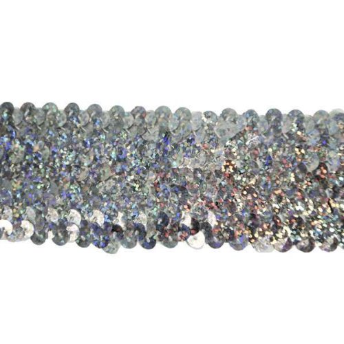 Expo International 10-Yard of 5-Row Starlight Hologram Stretch Sequin Trim, 1-3/4-Inch, Silver