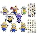 Minions Action Figures | Despicable Me Set of 8 Piece Toys Cake Topper + Minion Stickers