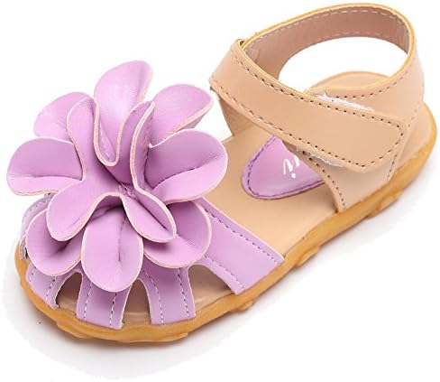CIOR Girls' Closed-Toe Leather Outdoor Sport Casual Sandals(Toddler/Little Kid),TLX03,Purple,25