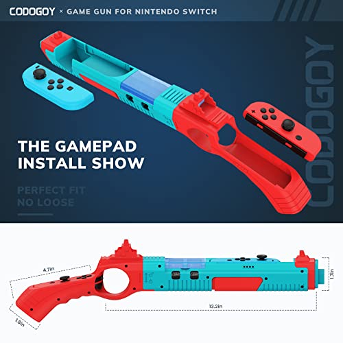 CODOGOY Shooting Game Gun Controller Compatible with Switch/Switch OLED JoyCon, Hand Grip