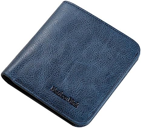 Wallet for Men Genuine Leather Thin Bifold Wallet Credit Card Holder, Blue