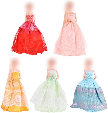 Acetoy 5Pcs Clothes Dresses for Barbie Doll Gorgeous Fashion Handmade Barbie Clothes 12 Inch