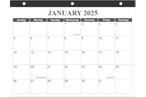 RUNTIOVAL Calendar 2025 for 3 Ring Binder - 2025-2026 Desk Calendar from January 2025 - June 2026, 18 Months Calendar with Premium Paper, 3-Hole Calendar/Planner 2024-2025, 8.5" x 11", Black