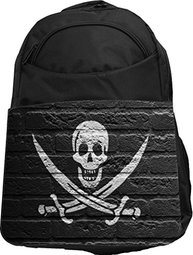 Rikki Knight UKBK Pirate Flag on Brick Wall Tech BackPack - Padded for Laptops & Tablets Ideal for School or College Bag BackPack