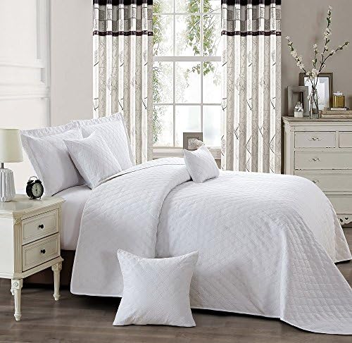 House Of Wondser New Beautiful INSPIRATION Quilted Bedspread/Throw with 2 Pillow Shams (WHITE, Super King)