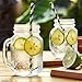 Tosnail 15 Oz. Mason Jar Mugs with Handle, Tin Lid and Plastic Straws - Old Fashion Drinking Glasses - Pack of 4