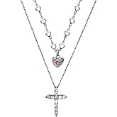 Buyongwant Double Cross Necklace Y2k Irregular Diamond Embedding Trend Hip Hop Fashion Retro Pendant Necklace