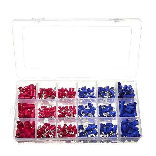 AHUIM 360Pcs Portable Assorted Insulated Electrical Wire Terminals Kit 18 Crimp Connectors Set Accessories with Storage Box