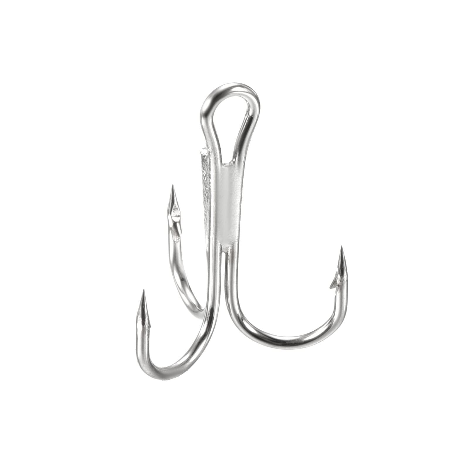 PATIKIL 6# Treble Fish Hooks, 50 Pack 0.75" L Carbon Steel Sharp Round Bend Hook Triple Barbed Hook for Freshwater Saltwater, White