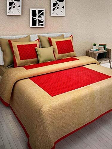 shop jaipuri Cotton 250 TC Bedsheet (Yellow_Standard)