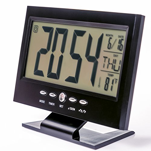 Modern Digital Alarm Clock By 3Digital Elegant Black Design Large