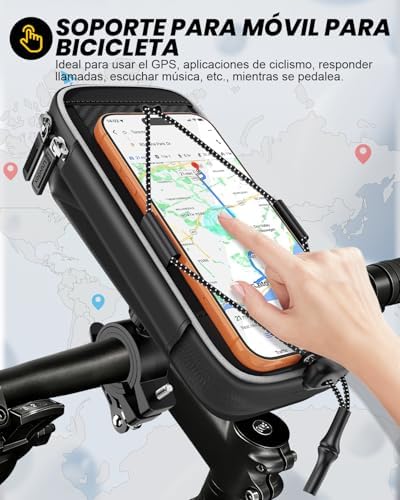 Suporte para telemóvel para bicicleta e motocicleta com saco impermeável para guiador, saco para guiador de bicicleta com suporte para telemóvel para smartphone de 5,5 a 7 polegadas, suporte para telemóvel para bicicleta de montanha