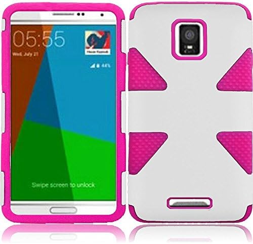 Samsung Galaxy Note 4 Case, Heavy Duty Hybrid 2 Piece Dual Layer Combo Hard Shell Exterior and Light Soft Silicone Rubber Interior Protector Cover by MEGATRONIC - White/Hot Pink [With FREE Stylus Pen + Anti Scratch Clear LCD Screen Protector + Car Charger + Microfiber Cleaning Cloth]