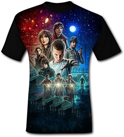 UJmhyHY Things Make People Stranger Men 3D Printed Short Sleeve T-shirts Crew Neck Tees Tops S