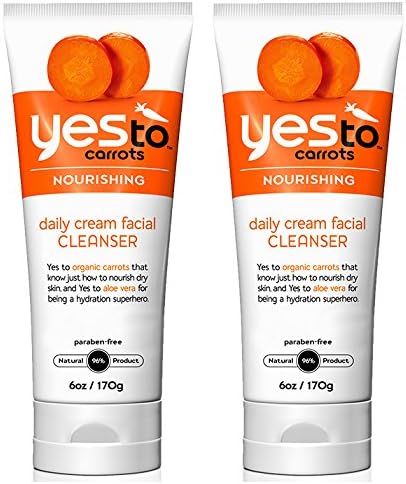 Yes to Carrots Nourishing Daily Cream Facial Cleanser (Pack of 2) With Aqua, Carrot Seed Oil, Pumpkin Fruit Extract, Aloe Vera, Limonene, Linalool, Geraniol, Castor Oil and Citronellol, 6 oz. each