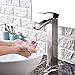 Friho Modern Single Handle Brushed Nickel Waterfall Tall Vessel Sink Bathroom Faucet,With Extra Large Rectangular Spout