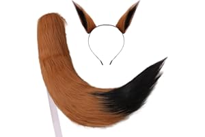 Shopular Anime Wolf Fox/Cat 25" Plush Tail + 2 Clip Ears Prop Halloween Cosplay New