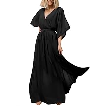 ANRABESS Women's Maxi Dresses Kimono Summer Beach Dress Short Sleeve  Elastic Waist Split Party Dress 487hei-S Black at Amazon Women's Clothing  store