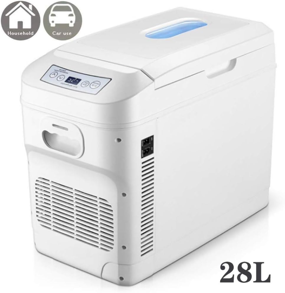 KEMN Car Cooler Coolbox 12V-24V/220V-240V Camping Fridge 28L Car Refrigerator Freezer AC+DC Power Compatibility,White