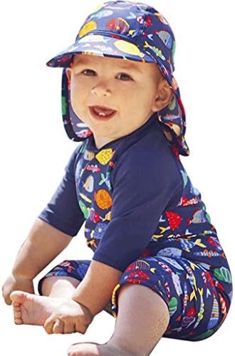 子供用 水着 ラッシュガード ベビー 男の子 半袖 ワンピース 紫外線対策 カット キャップ付き 一点セット スイムウェア ボーイウエットスーツ