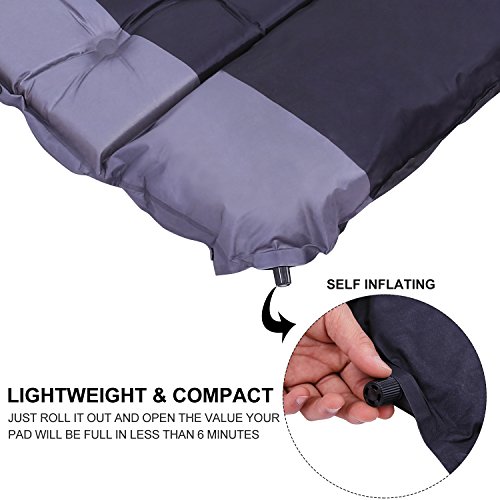 OUTCAMER Camping Pad with Attached Pillow, Self Inflating Sleeping Pad, Lightweight Inflatable Foam Padding Sleeping Mat for Camping Backpacking Hiking