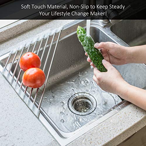Roll Up Dish Drying Rack for Sink Corner, Triangle Heavy Duty Heat