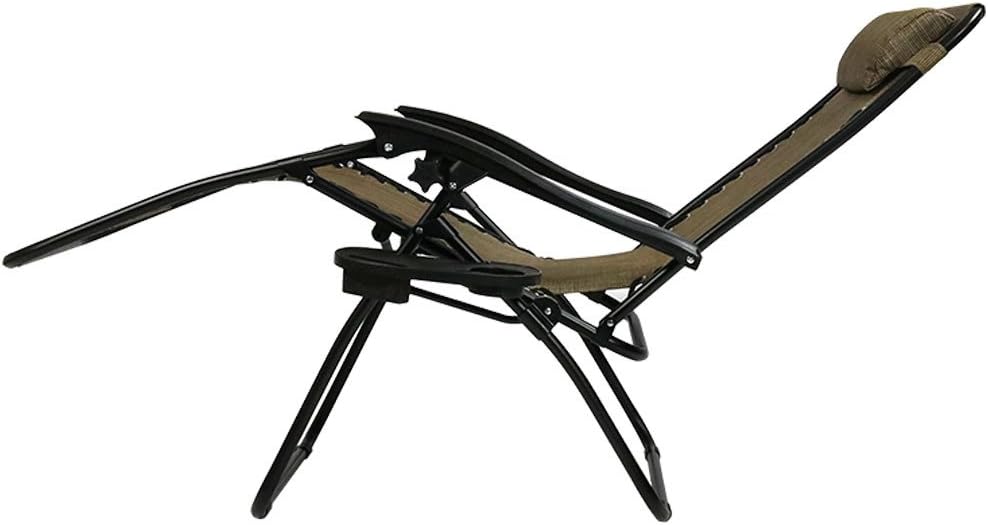 Sunnydaze Outdoor Zero Gravity Lounge Chair with Pillow and Cup Holder, Folding Patio Lawn Recliner, Set of 2, Brown: Kitchen & Dining