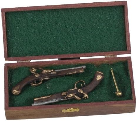 Terry Harville Dollhouse Miniature Dueling Pistols in Wooden Case