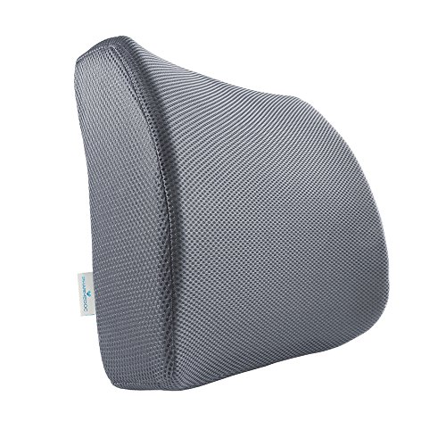 PharMeDoc Lumbar Support for Office Chair - Memory Foam Lumbar Pillow for Car Seat - Lower Back Sciatica Cushion - Orthopedic Foam Wedge - Improved Posture Corrector - Adjustable Back Pillow