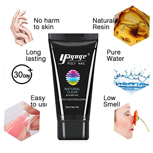 Yayoge Poly Gel Nail Kit - 3 Tubes 30ml Poly Nail Gel Glitter Pink Nail Gel Starter Kit - Nail Extension Gel Set with Slip Solution Professional Technician French Kit