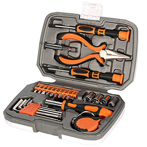Langger 25-Piece Household Tool Kit with Screwdriver-General Hand Tool set with Plastic Toolbox Storage Case