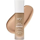 No7 Lift & Luminate Triple Action Serum Foundation - Liquid Makeup with SPF 15 for a Dewy, Glowy Base - Radiant Formula for Mature Skin - Cashew (30ml)