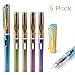 5 Pack Fountain Pen with Ink Refill Converter EF Extra Fine Nib Pen Signature Calligraphy Fashion Colorful Executive Business Gift Pens