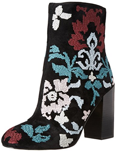 Rebecca Minkoff Women's Bojana Boot, Black/Floral Embroidery, 9 M US