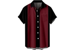 ZHUER Mens Bowling Shirts Short Sleeve Button Down 1950s Retro Rockabilly Style Hawaiian Shirts 2025 Summer Beach Tops Trendy