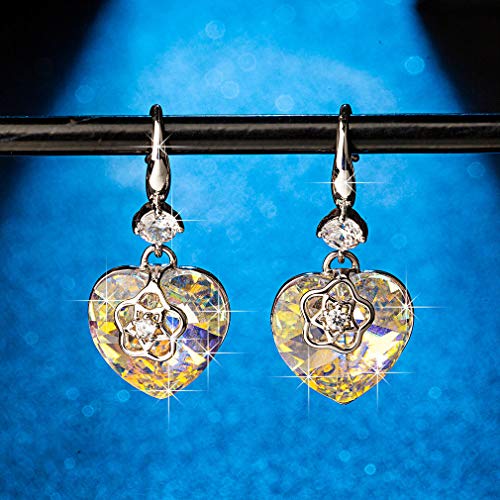 Swarovski Crystal Hollow Heart Drop Dangle Earrings for Women Fashion