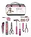 RAM-PRO 11 Piece Pink General Hand Tool Set with Cute Pink Zippered Tool Kit - (for Girls, Ladies, Women)