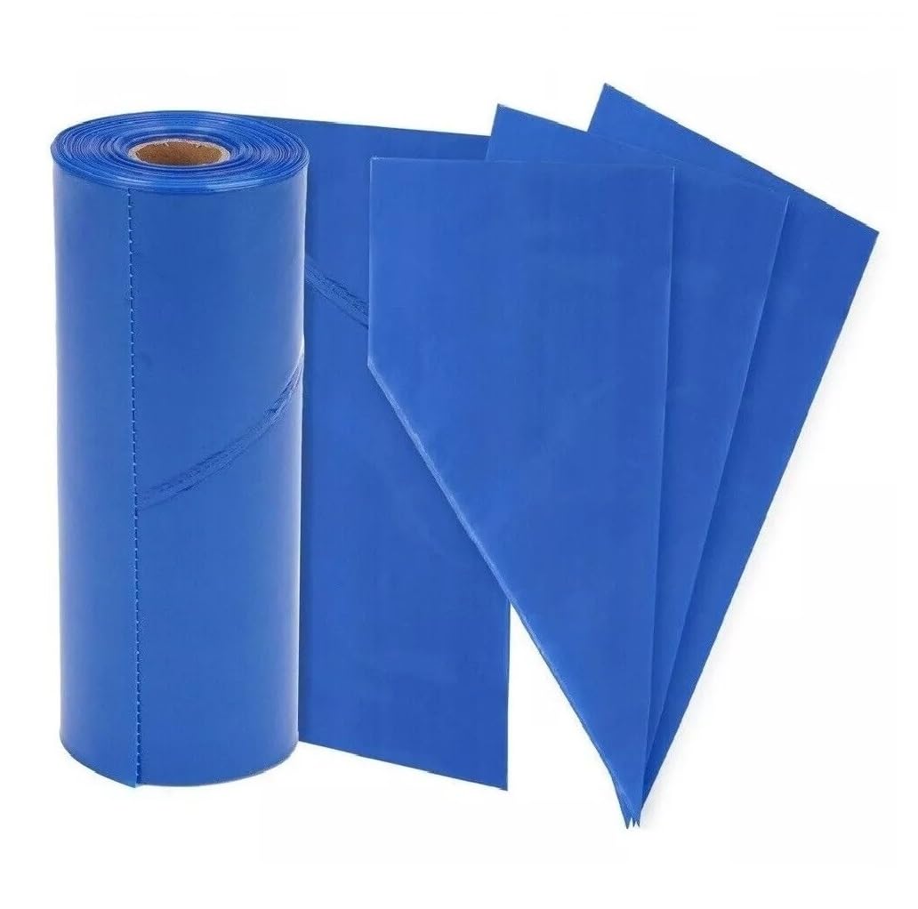 Tezraftaar® 100 x Disposable Icing Piping Bags 21" Blue Sticky Savoy Pastry Bag for Cake Muffins Desserts Decoration