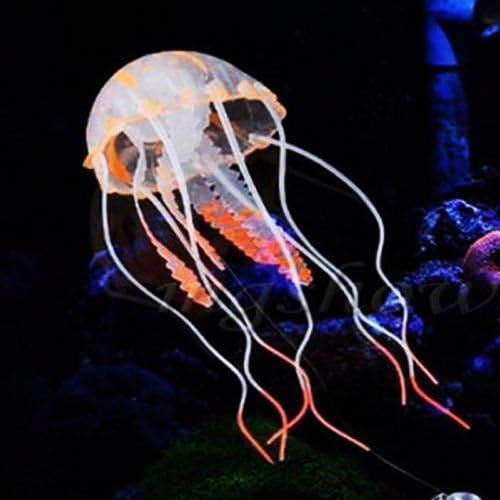 Jellyfish M Orange Aquarium Fish Tank Landscape Decoration Glow Simulation Animal Plants Ornament no.40