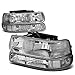 Auto Dynasty Headlights Assembly Compatible with 1999-2006 Chevy Silverado Suburban Tahoe 1500 2500 HD 3500, 4Pcs Halogen Headlamps Replacement w/Bumper Lamps, Chrome Housing Clear Corner