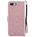 iPhone 7 Plus Wallet Case,A-slim(TM) Sun Pattern Embossed PU Leather Magnetic Flip Cover Card Holders & Hand Strap Wallet Purse Case for iPhone 7 Plus [5.5 Inch] - Rose Gold