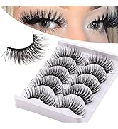 Derun 3D False Eyelashes Packs 5 Pairs Faux Mink Lashes Fluffy Natural Look False Lash 18MM Volum...