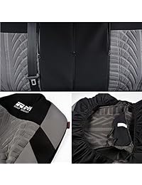 Fundas para asientos de automóvil de AUTOYOUTH, diseño de huella de neumático, accesorios para interior de automóvil, ajuste universal, color gris y negro, Gris