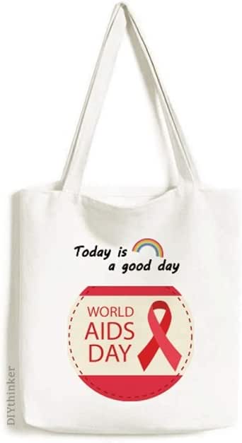 World AIDS Day 1st December Red Ribbon HIV Tote Canvas Bag Craft ...