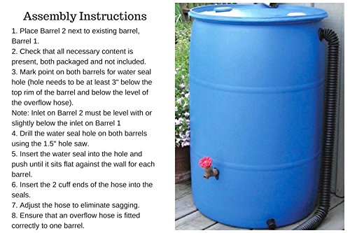 Earthminded Rain Barrel Connector Kit – DIY Parts to Link 2 Rain Water Collection Barrels – Increase Water Storage Capacity, Easy to Install - Ideal for the Home and Garden to Help with Outdoor Tasks