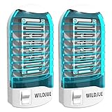 WILDJUE 2 Pack Bug Zapper Electronic Insect Killer Mosquito Killer Lamp,Eliminates Most Flying Pests Night Lamp - Blue