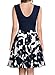 Miusol Women's Casual Flare Floral Contrast Evening Party Mini Dress,Blue,XX-Large
