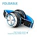 Sound Intone HD200 Headphones with Microphone Lightweight Folding Stereo Earphones for iPhone,PC,Laptop, Android Smartphones,Tablet (Black/Blue)